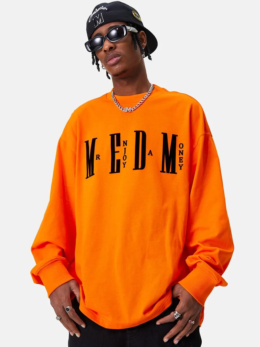 MR. ENJOY DA MONEY  |Crew Neck Unisex Street Style Long Sleeves Plain Cotton