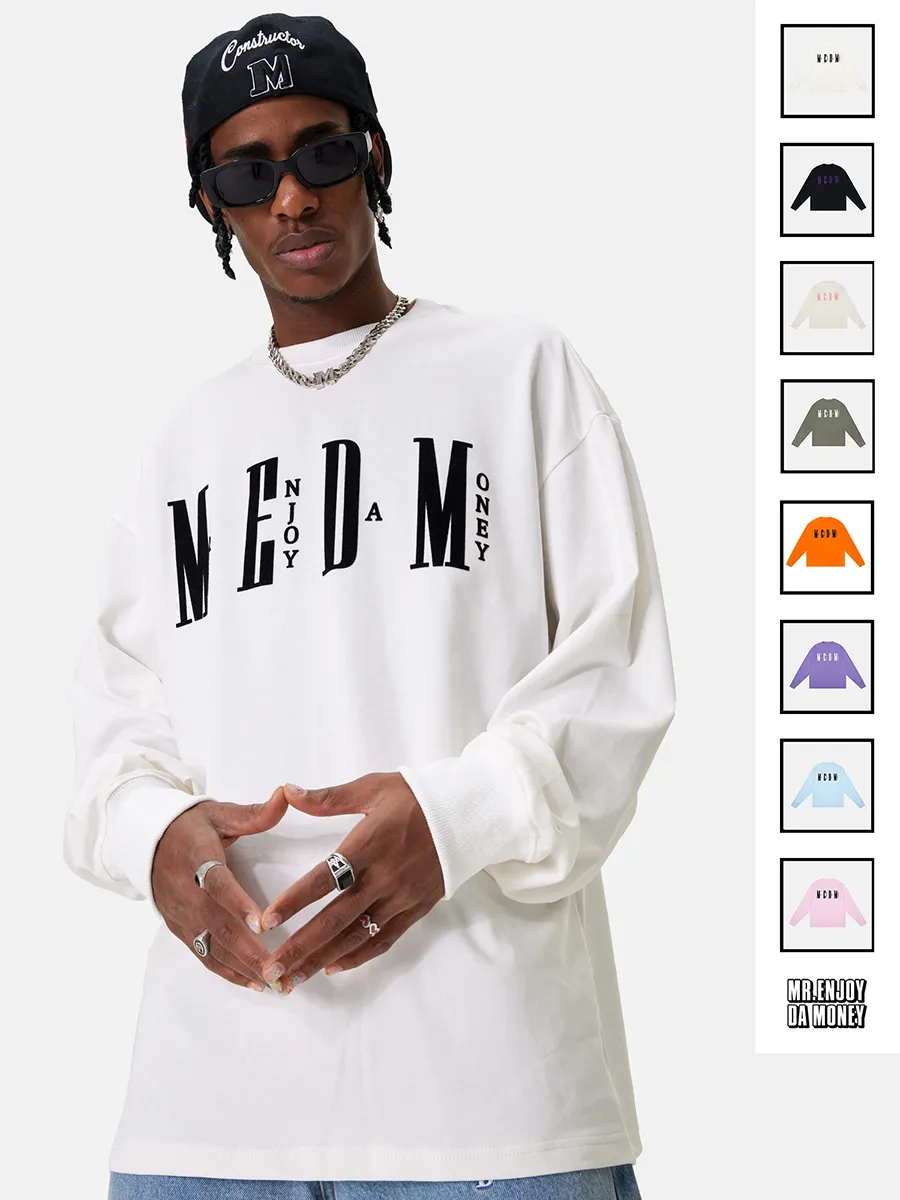 MR. ENJOY DA MONEY  |Crew Neck Unisex Street Style Long Sleeves Plain Cotton