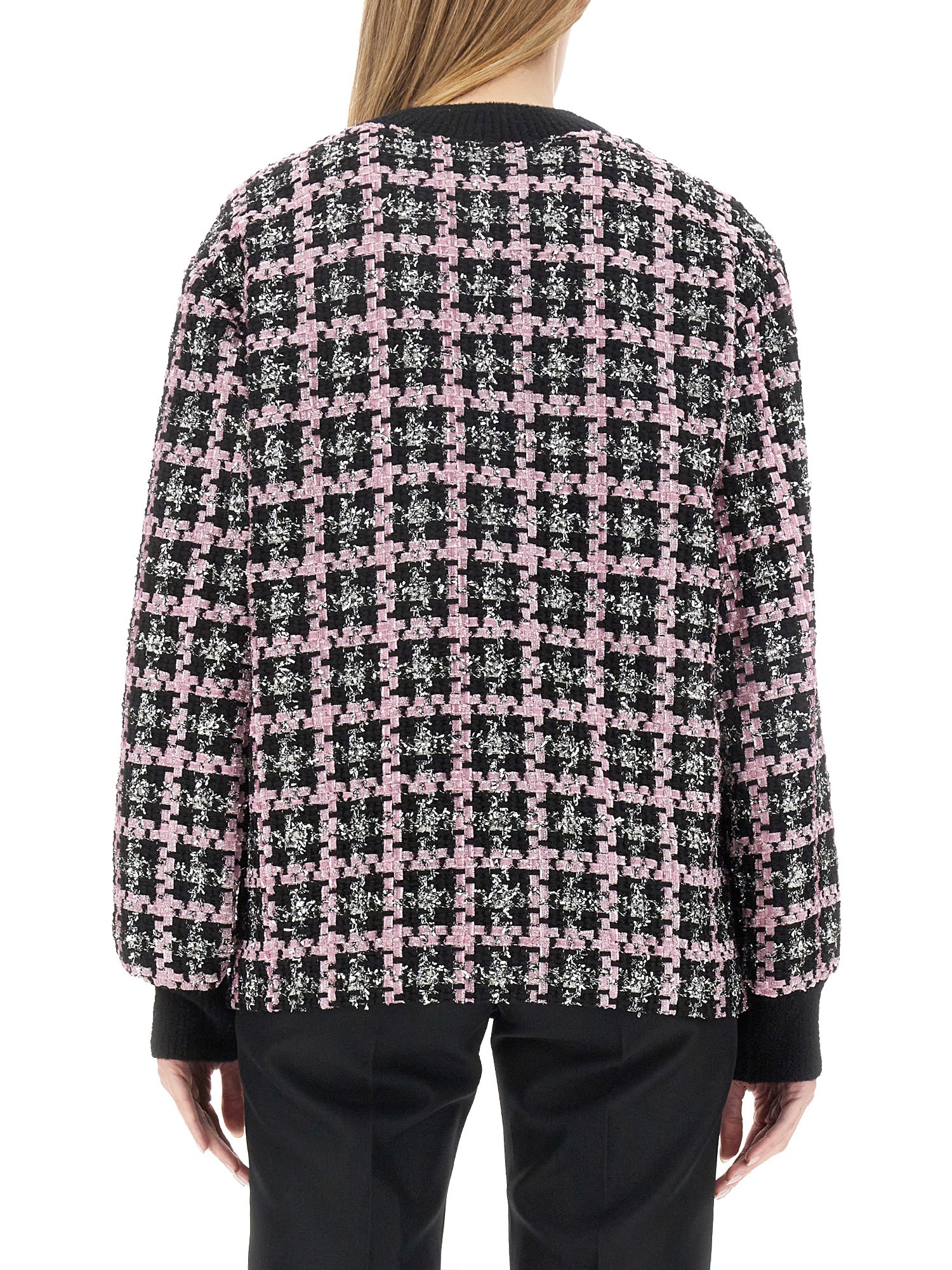 MSGM    LUREX CHECK TWEED PATTERN CARDIGAN