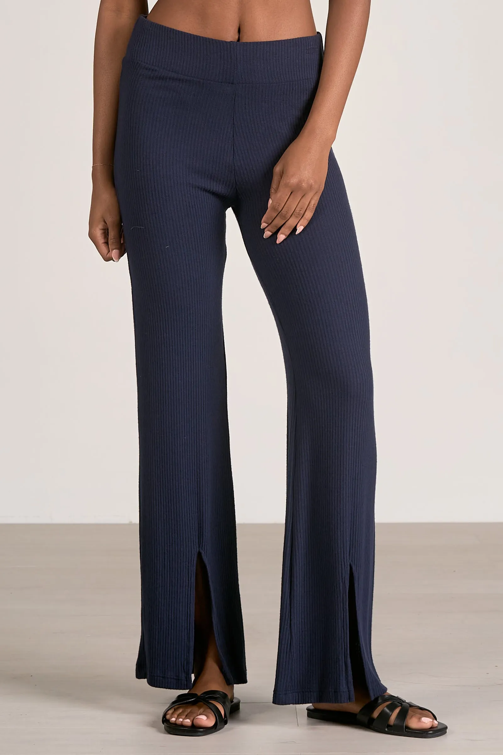 Navy Off the Shoulder Top & Split Hem Pant