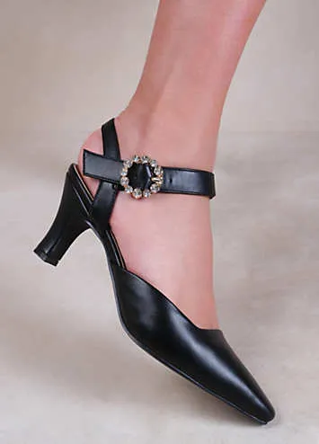 New Form Black Diamante Buckle Detail Court Shoes by Where’s That From | Look Again