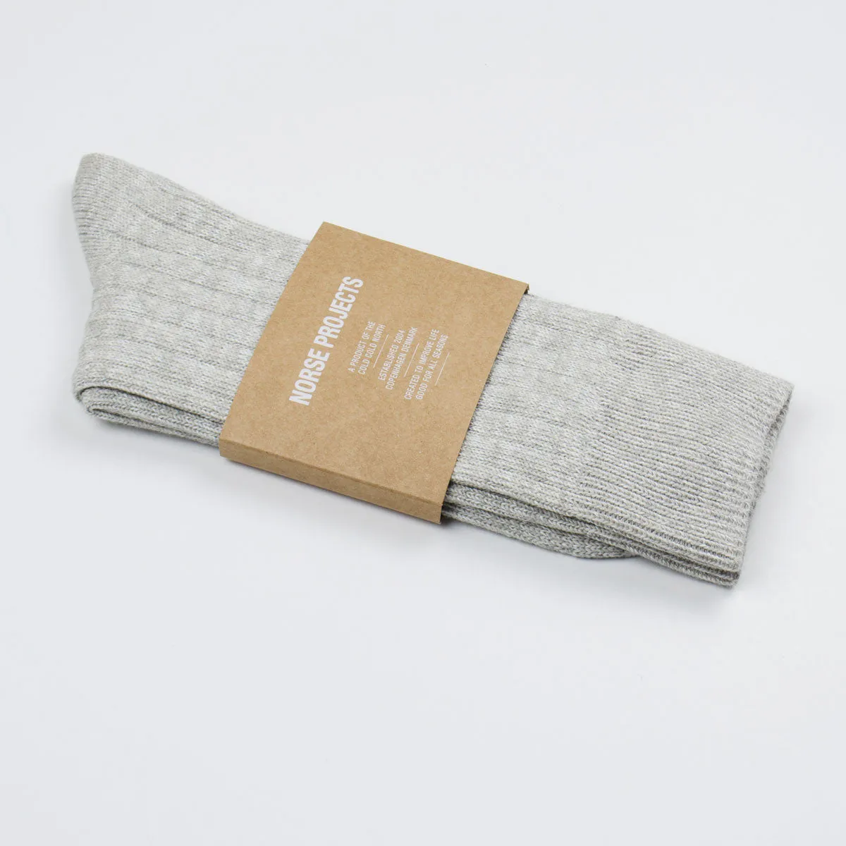 Norse Projects - Bjarki Cordura Rib Socks - Light Grey Melange