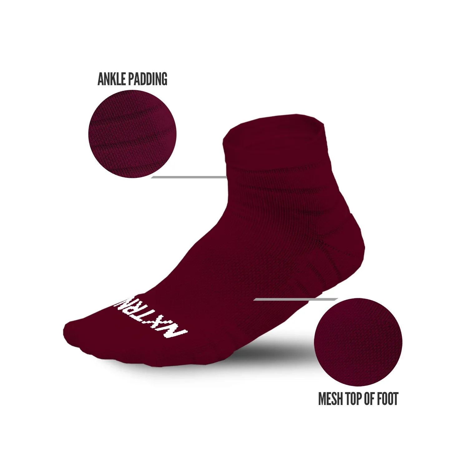 NXTRND Quarter Socks Maroon 3-Pairs