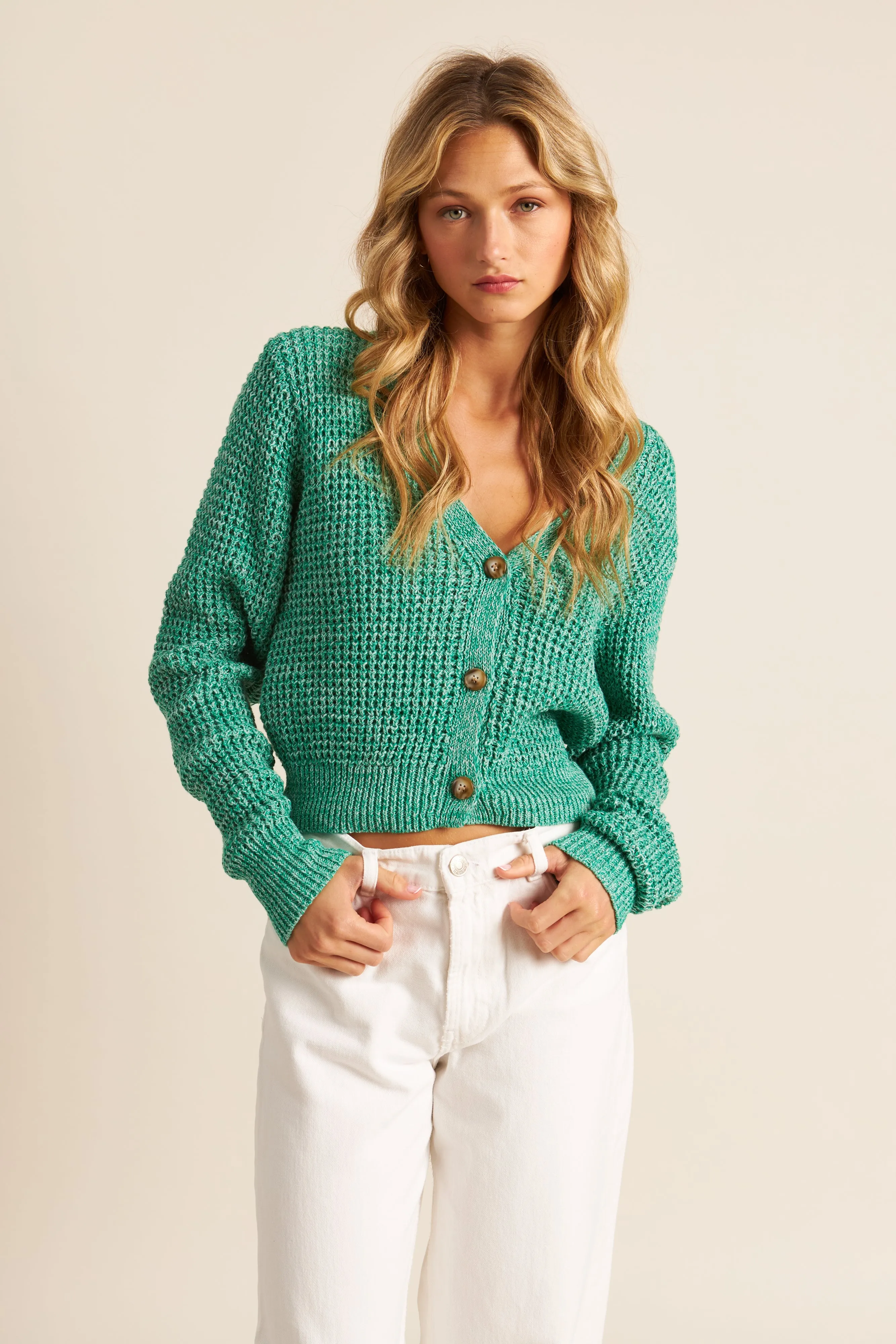 OLLIE WAFFLE KNIT CARDI