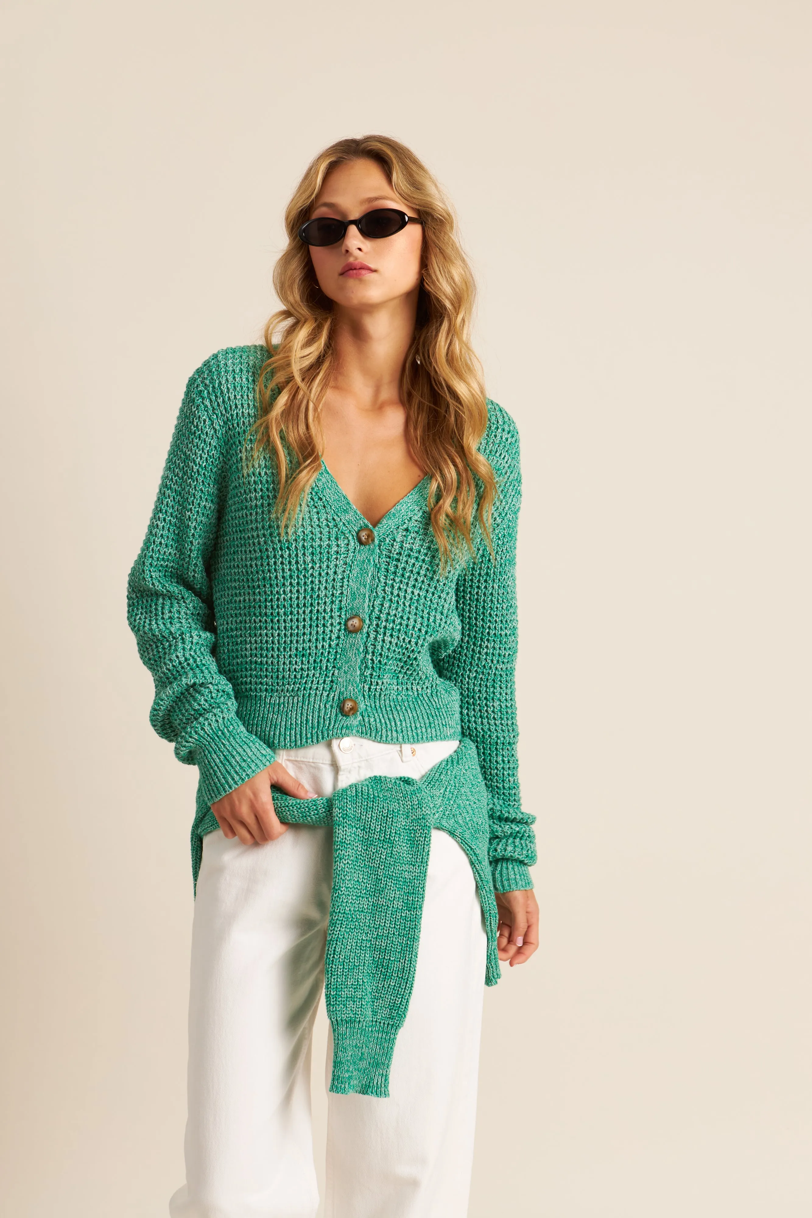 OLLIE WAFFLE KNIT CARDI