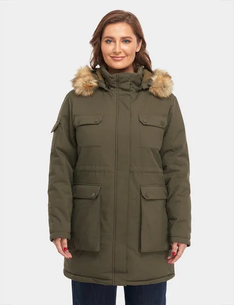 (Open-box) Women's Heated Thermolite® Parka (4 Heating Zones) - Red/Olive