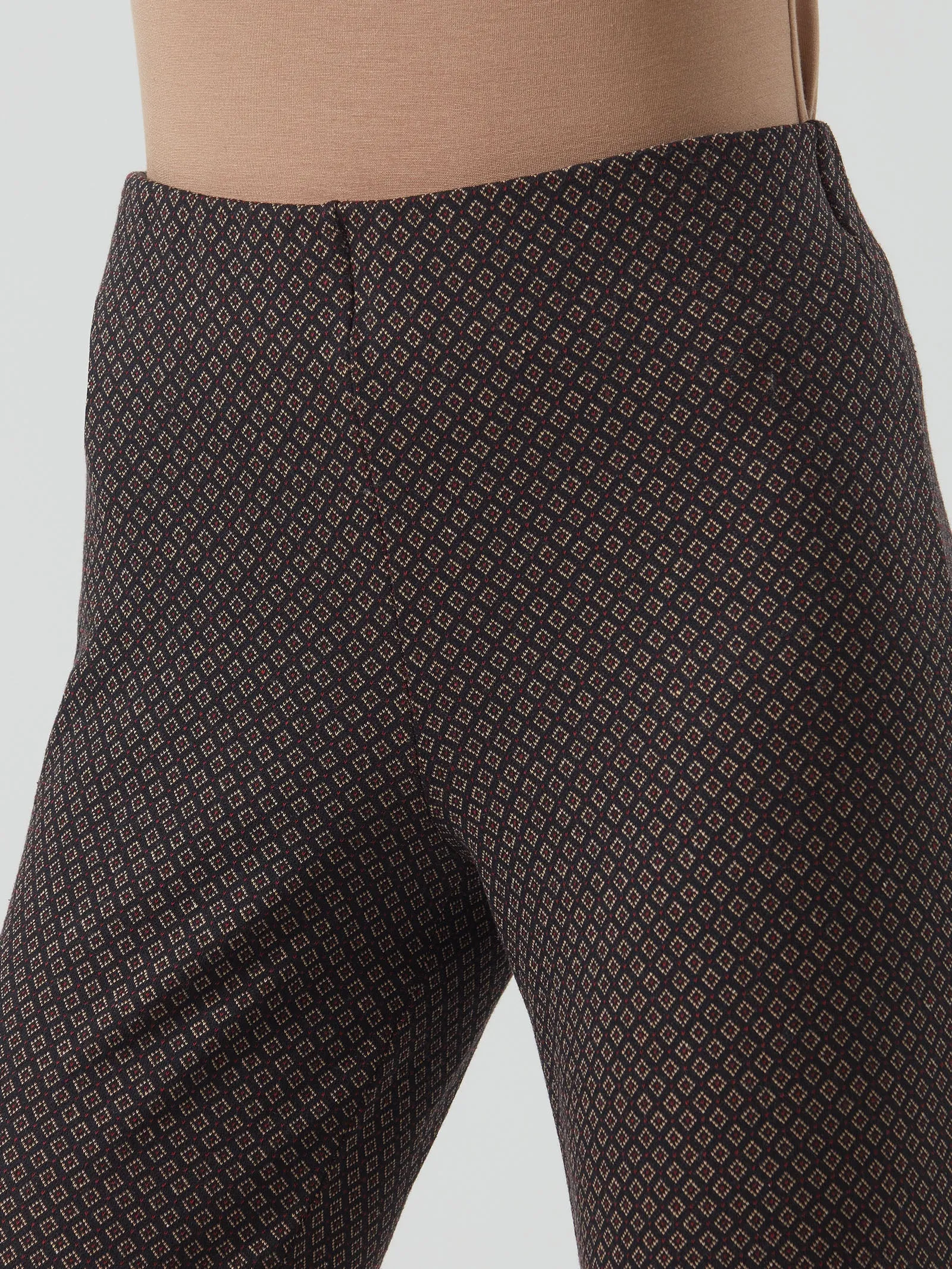 Pantalone a sigaretta con microdisegno  in tessuto Eco Jacquard