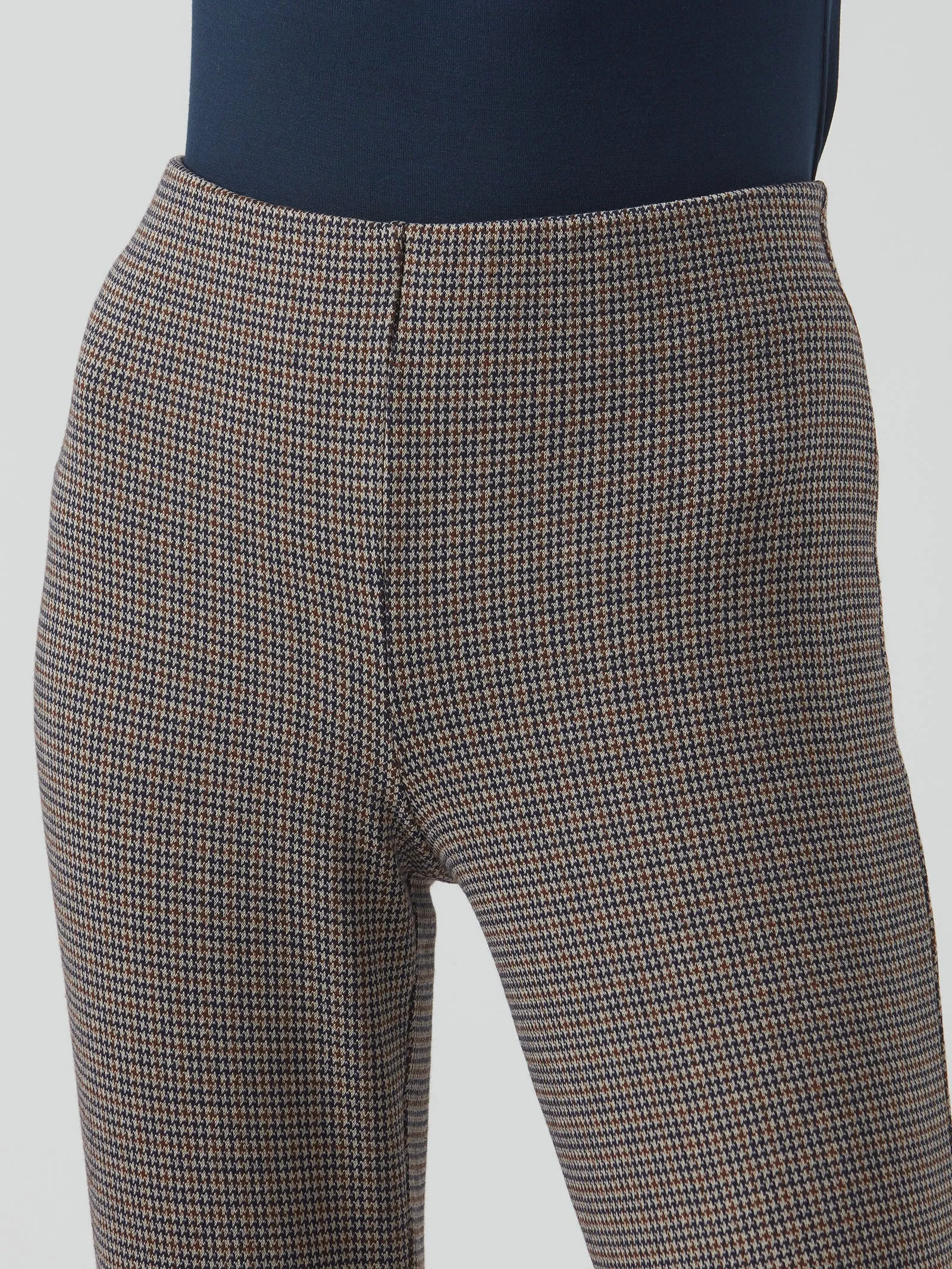 Pantalone a sigaretta micro pied de poule in tessuto Eco Jacquard