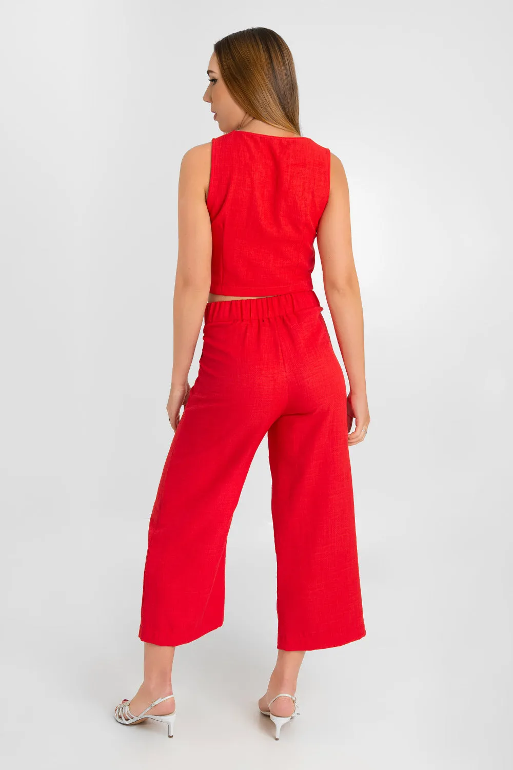 Pantalón ligero de fit culotte con pinzas