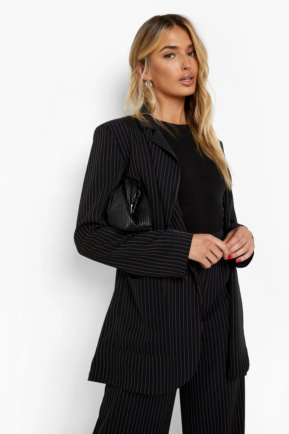 Pinstripe Oversized Tailored Blazer