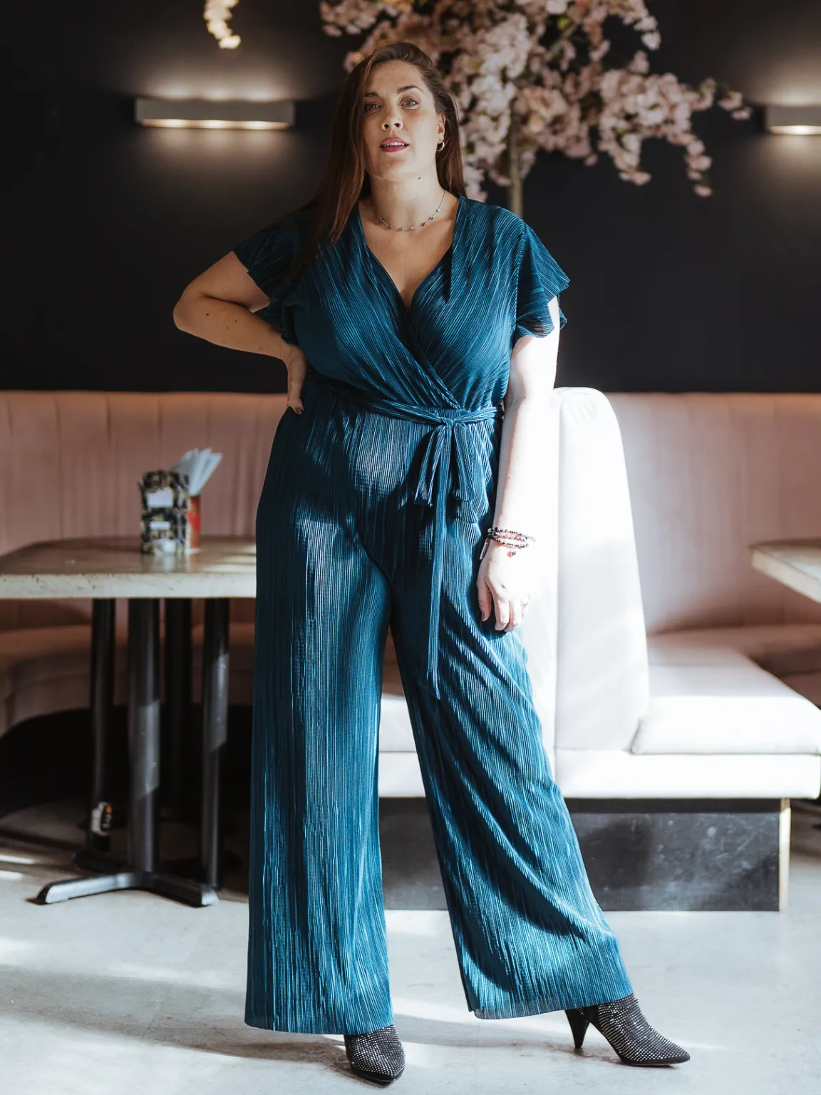 Plisse Wrap Jumpsuit Topaz