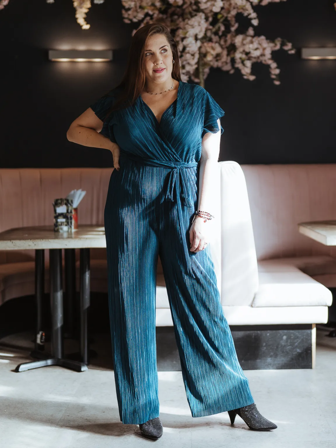 Plisse Wrap Jumpsuit Topaz