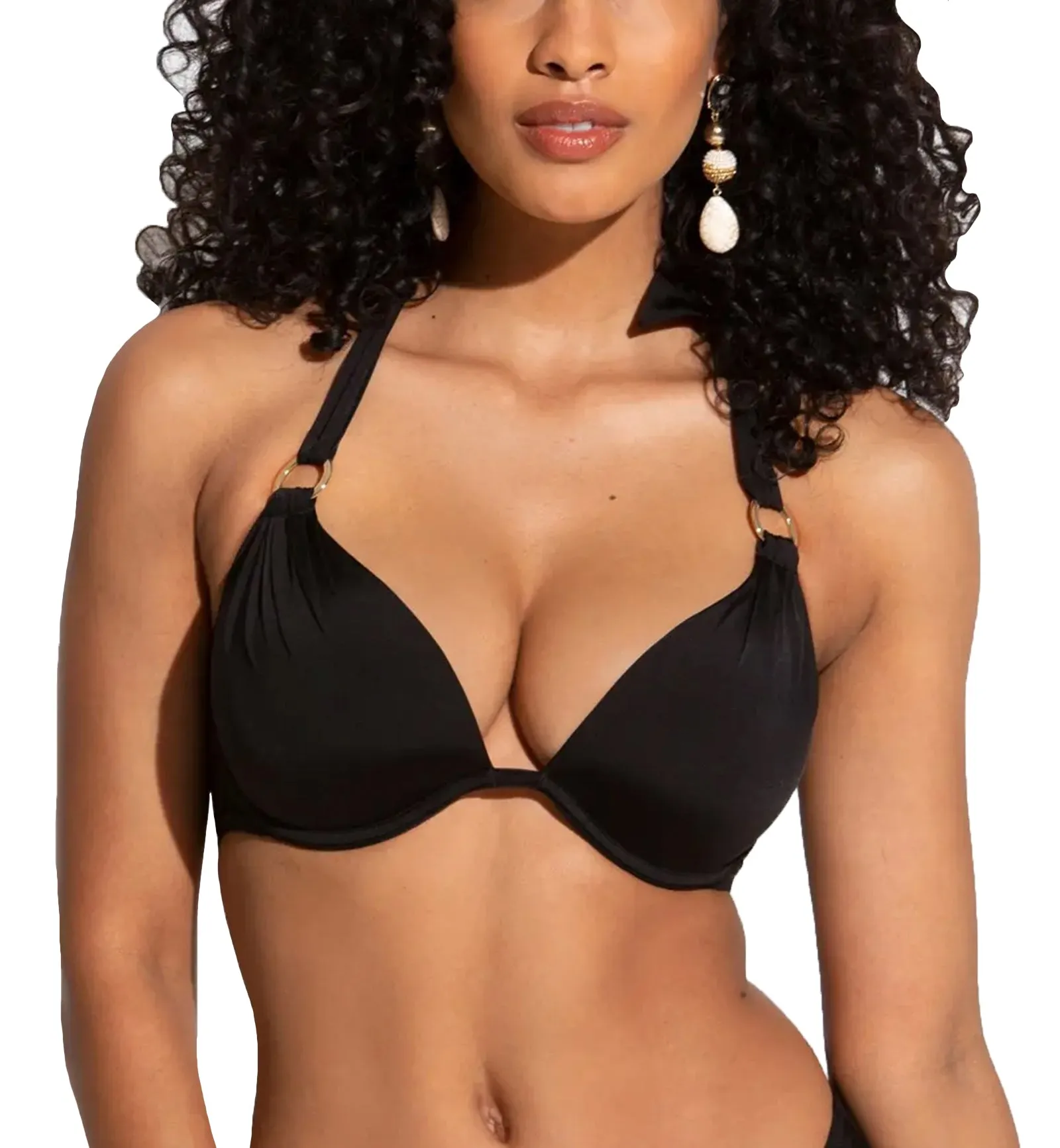 Pour Moi Samoa Boost Halter Padded Underwire Swim Top (20910) - Black