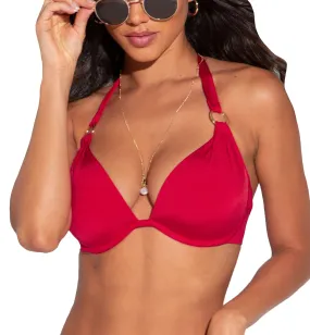 Pour Moi Samoa Boost Halter Padded Underwire Swim Top (20910) - Red