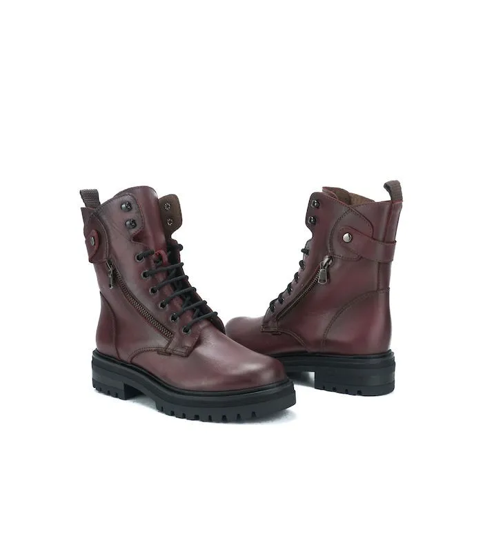 Ragazza Leather Army Boot- Bordo 0281