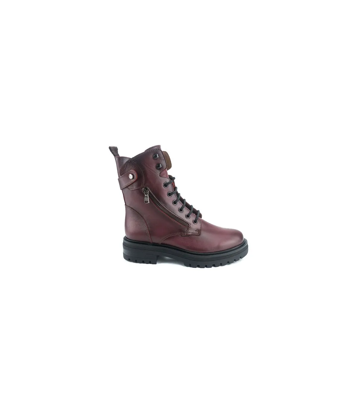 Ragazza Leather Army Boot- Bordo 0281