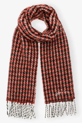 Red Check Fringed Scarf