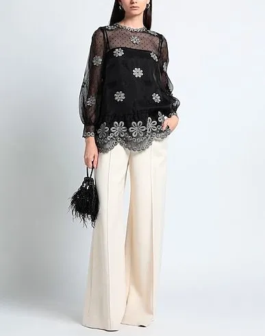 RED VALENTINO  |Flower Patterns Casual Style Silk Long Sleeves Plain