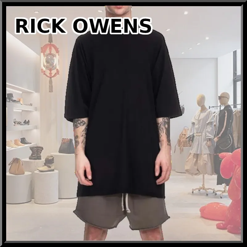 RICK OWENS  |Crew Neck Pullovers Street Style Plain Cotton Short Sleeves