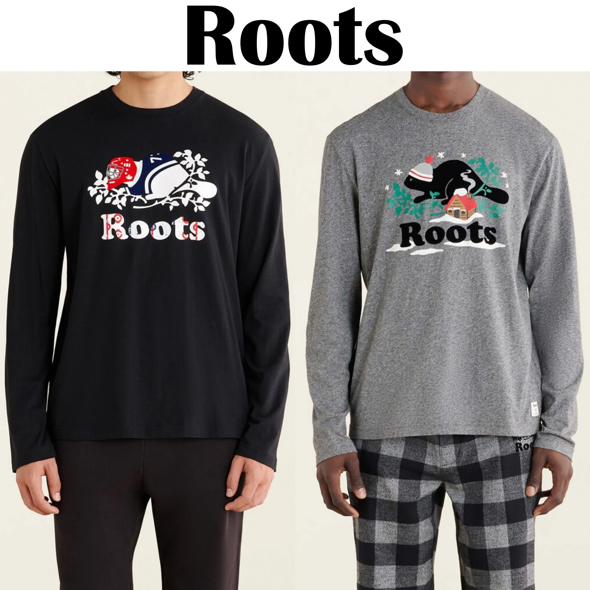 Roots  |Crew Neck Pullovers Street Style Long Sleeves Plain Cotton