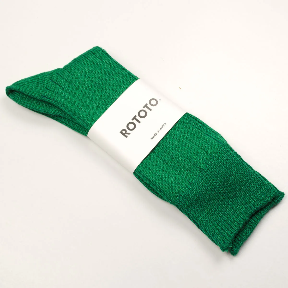 RoToTo - Linen Cotton Rib Crew Socks - Green