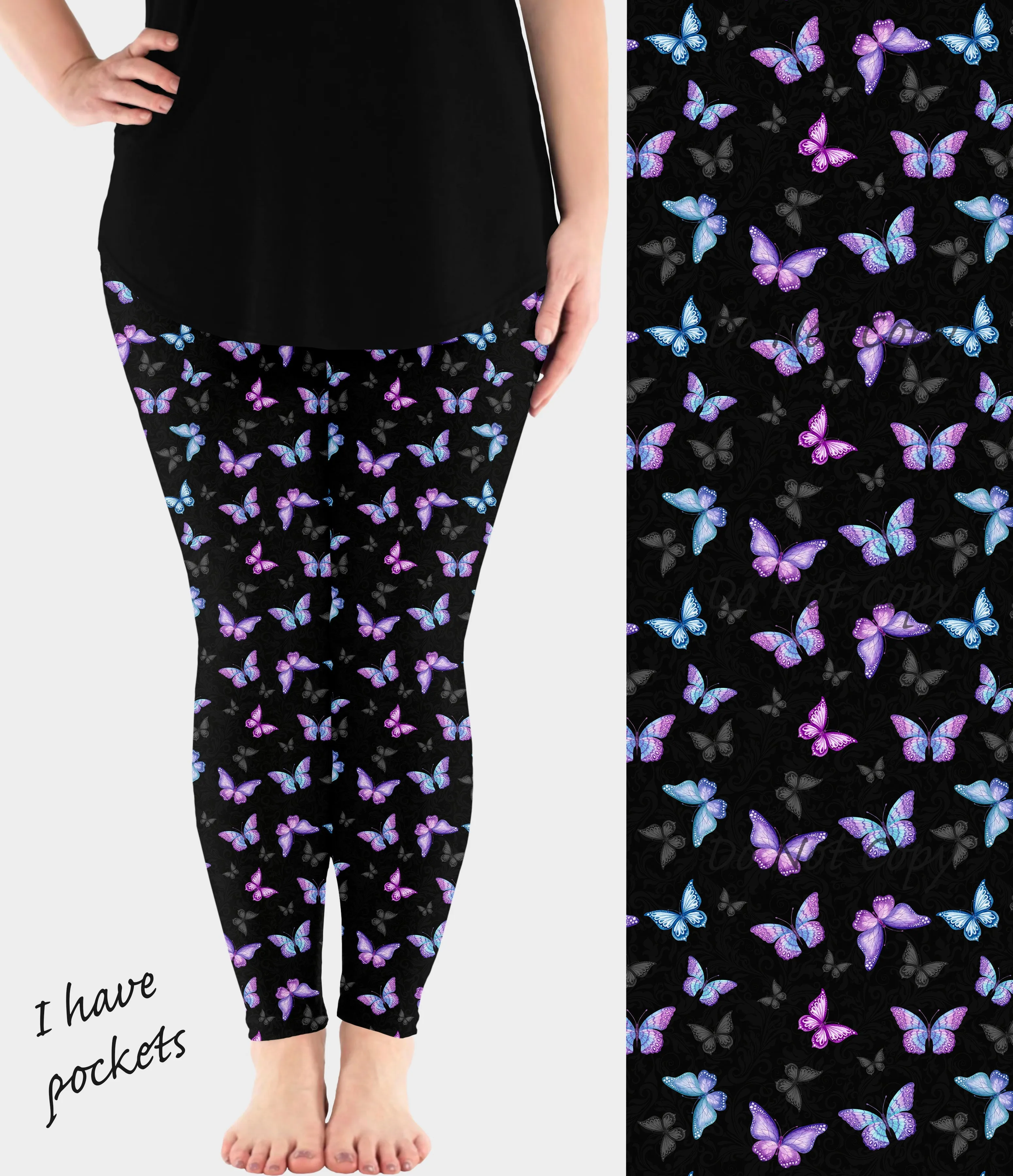 RTS - Butterflies Leggings w/ Pockets