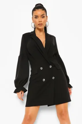 Ruched Sleeve Blazer Dress