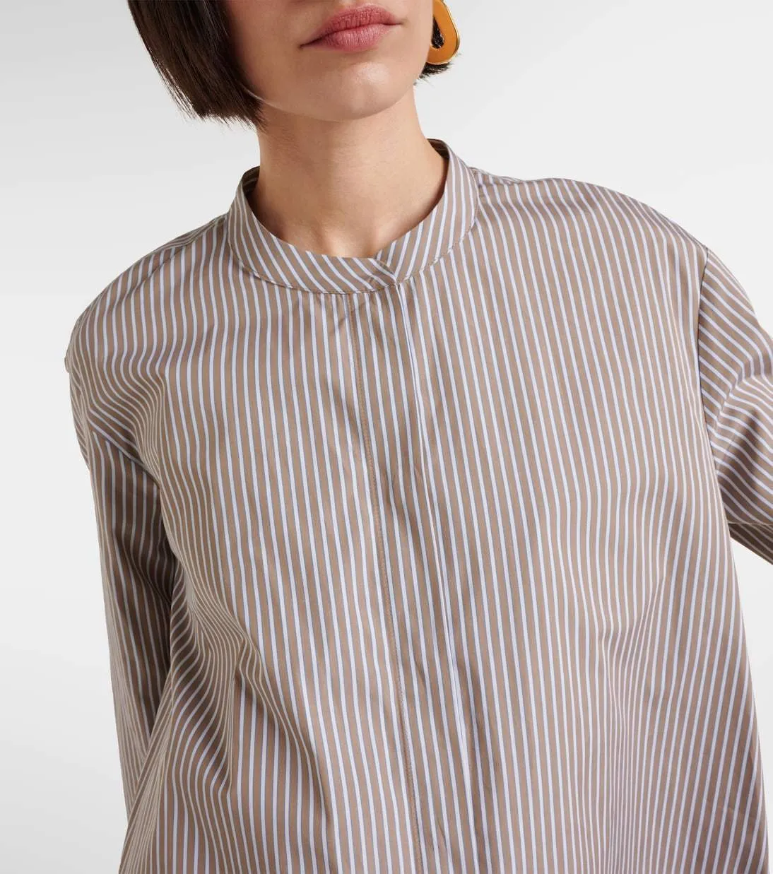 S Max Mara  |Stripes Casual Style Long Sleeves Cotton Office Style