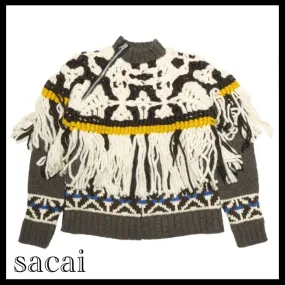 sacai  |Wool Nylon Long Sleeves Designers Sweaters