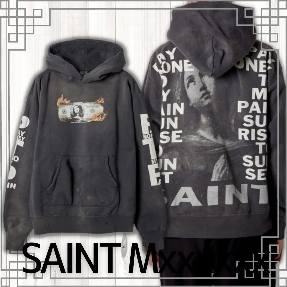 Saint Mxxxxxx  |Pullovers Unisex Street Style Collaboration Long Sleeves