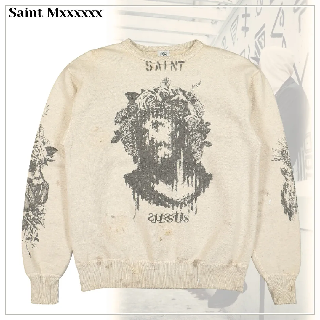 Saint Mxxxxxx  |Pullovers Unisex Street Style U-Neck Long Sleeves Cotton