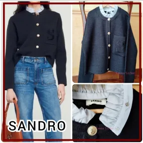 sandro  |Casual Style Blended Fabrics Street Style Long Sleeves Plain