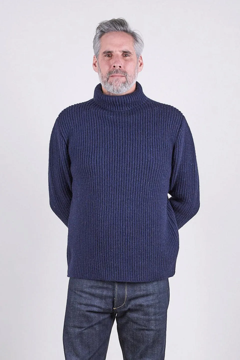 SE2 Navy British Wool Roll Neck Unisex Sweater