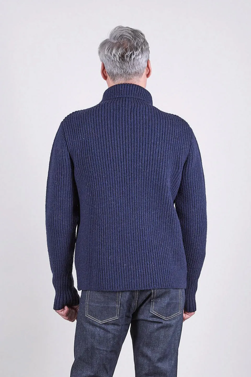 SE2 Navy British Wool Roll Neck Unisex Sweater