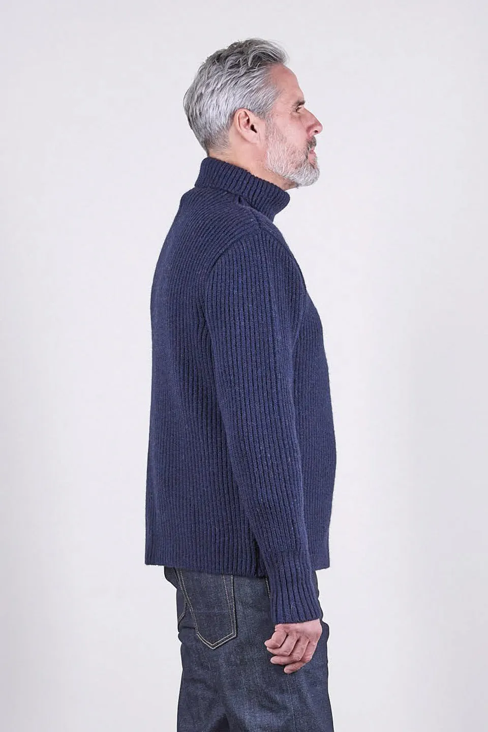 SE2 Navy British Wool Roll Neck Unisex Sweater