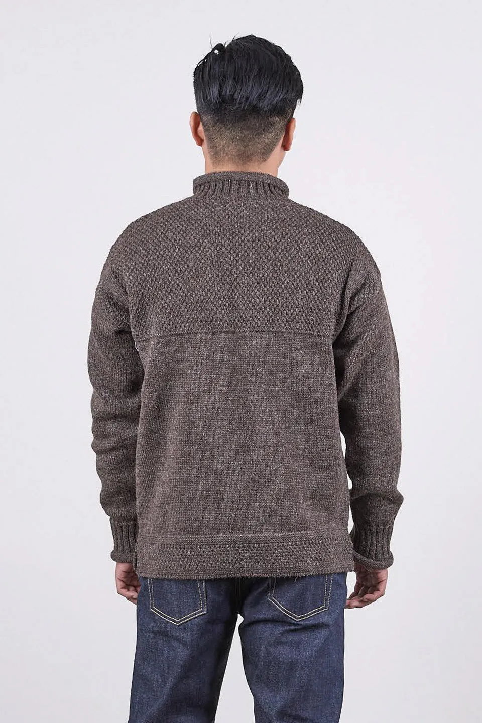 SE28 DARK BROWN BRITISH WOOL GUERNSEY UNISEX SWEATER