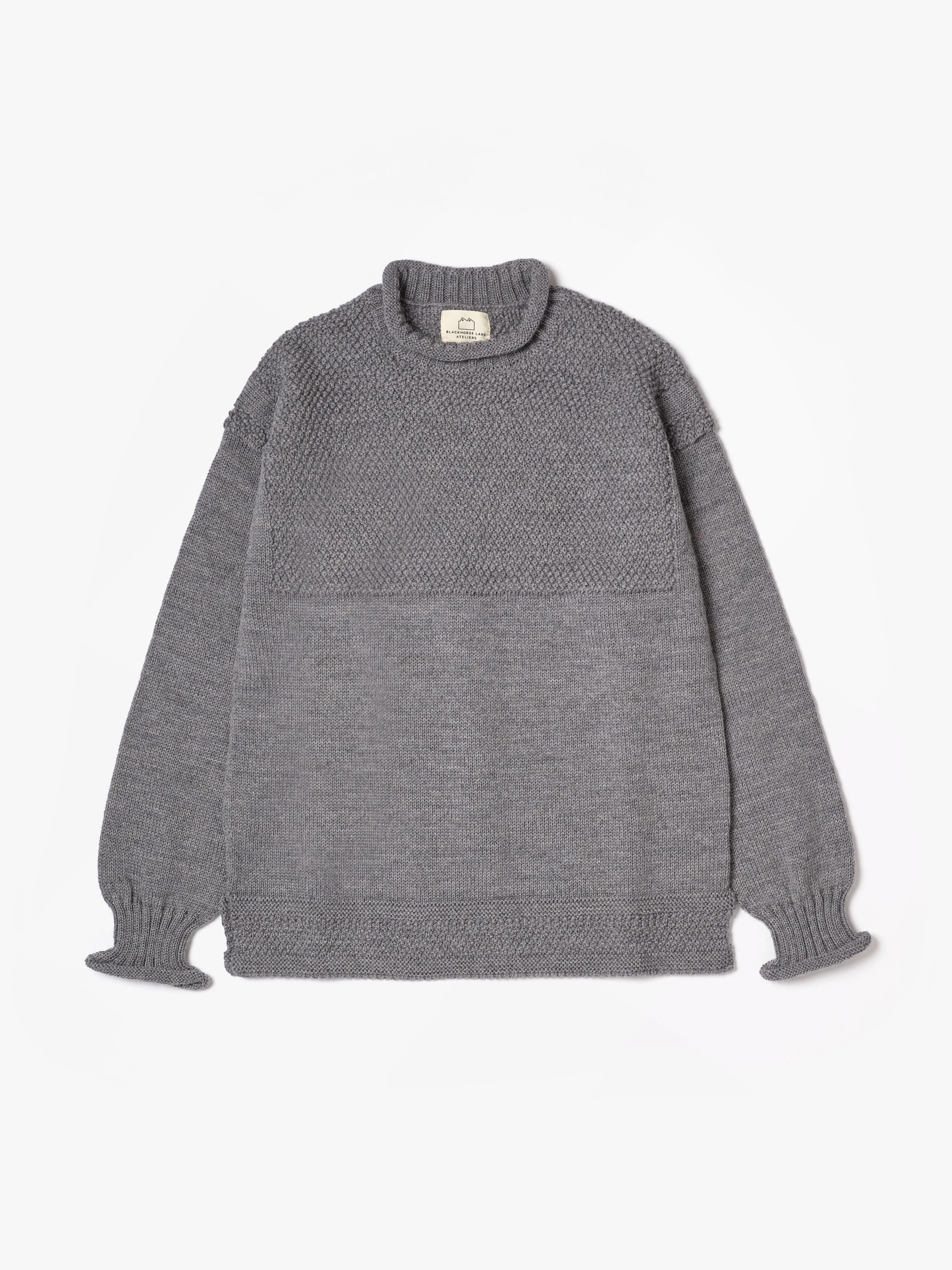 SE28 GREY BRITISH WOOL GUERNSEY UNISEX SWEATER