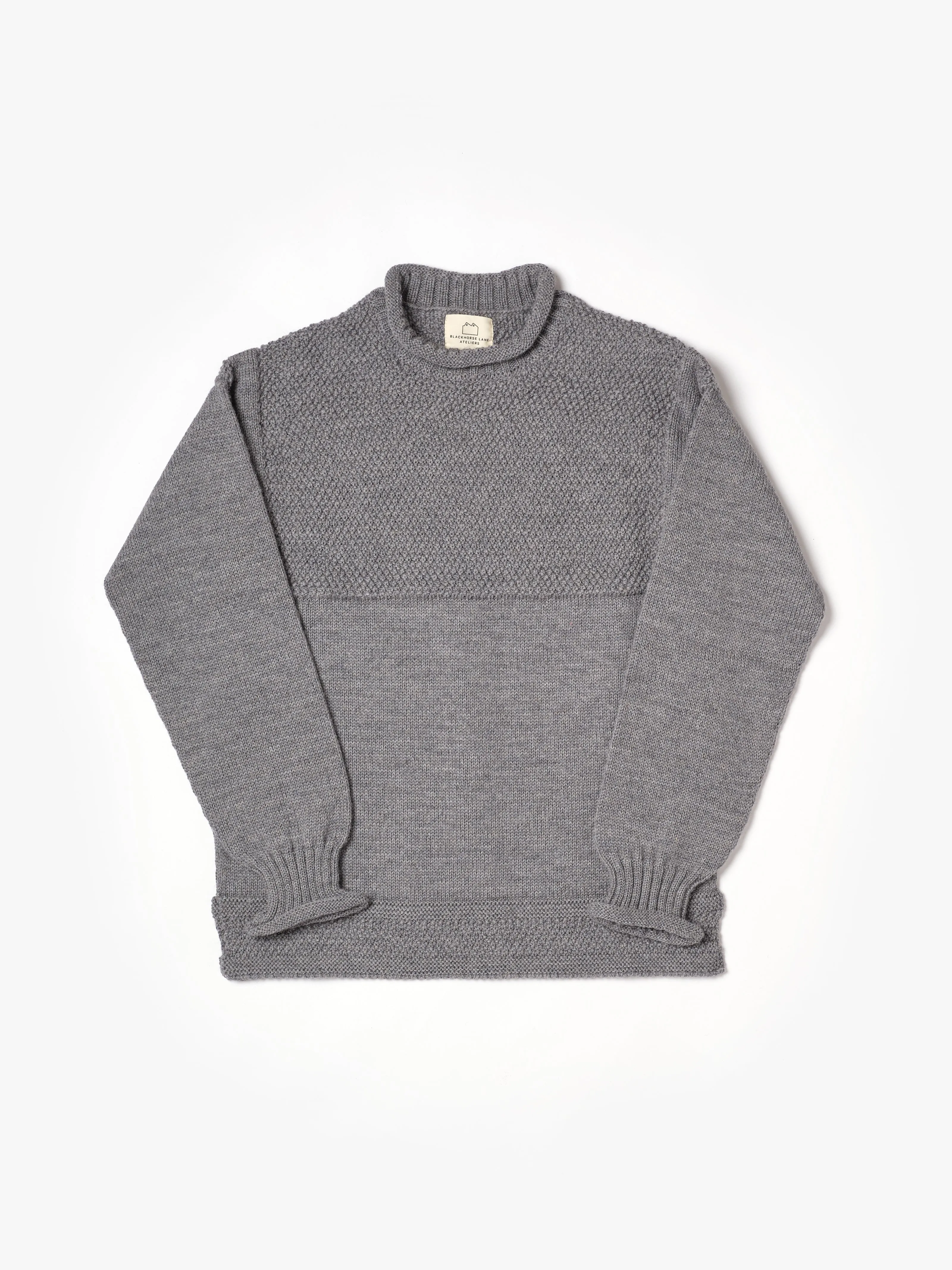 SE28 GREY BRITISH WOOL GUERNSEY UNISEX SWEATER