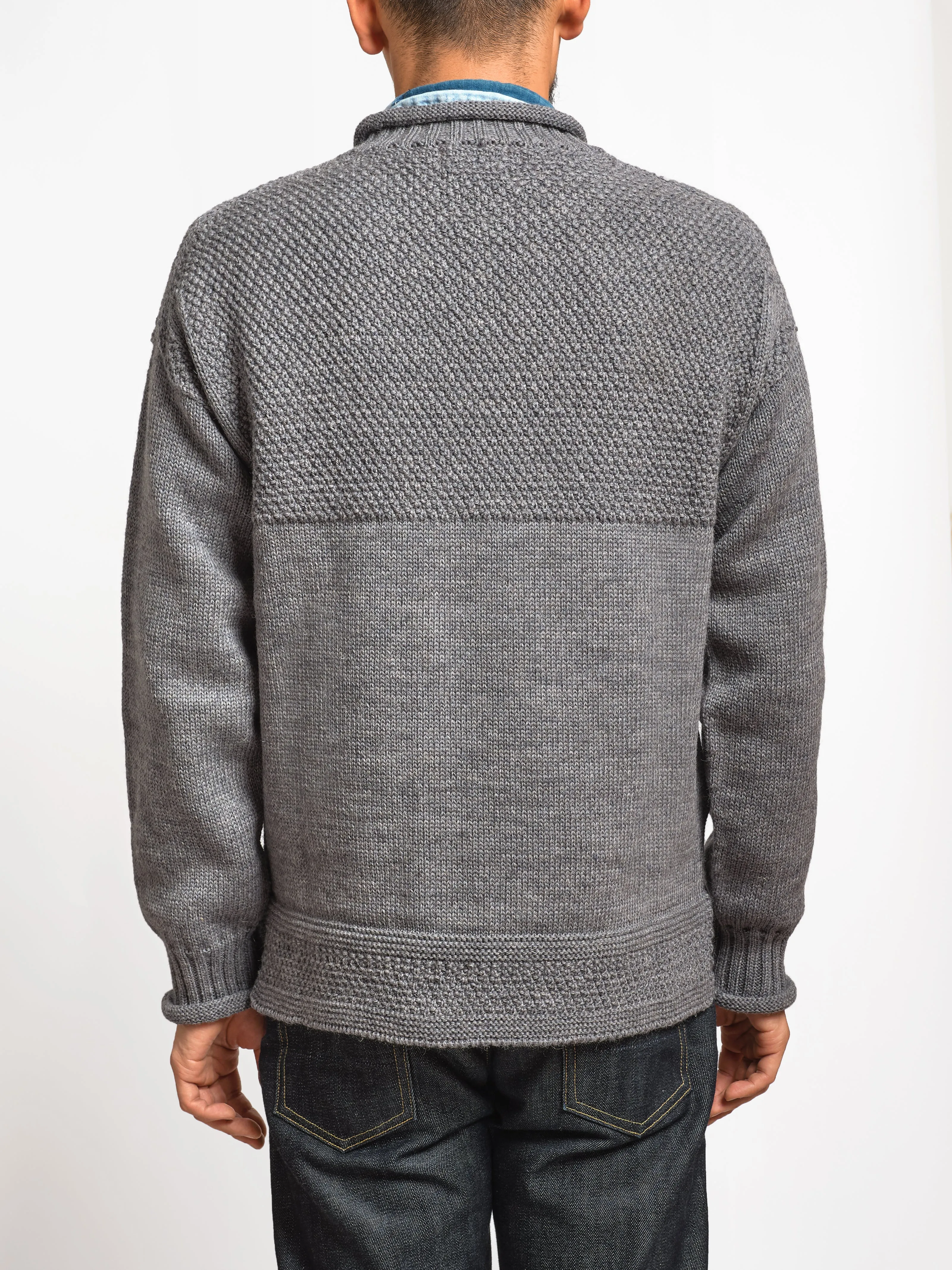 SE28 GREY BRITISH WOOL GUERNSEY UNISEX SWEATER