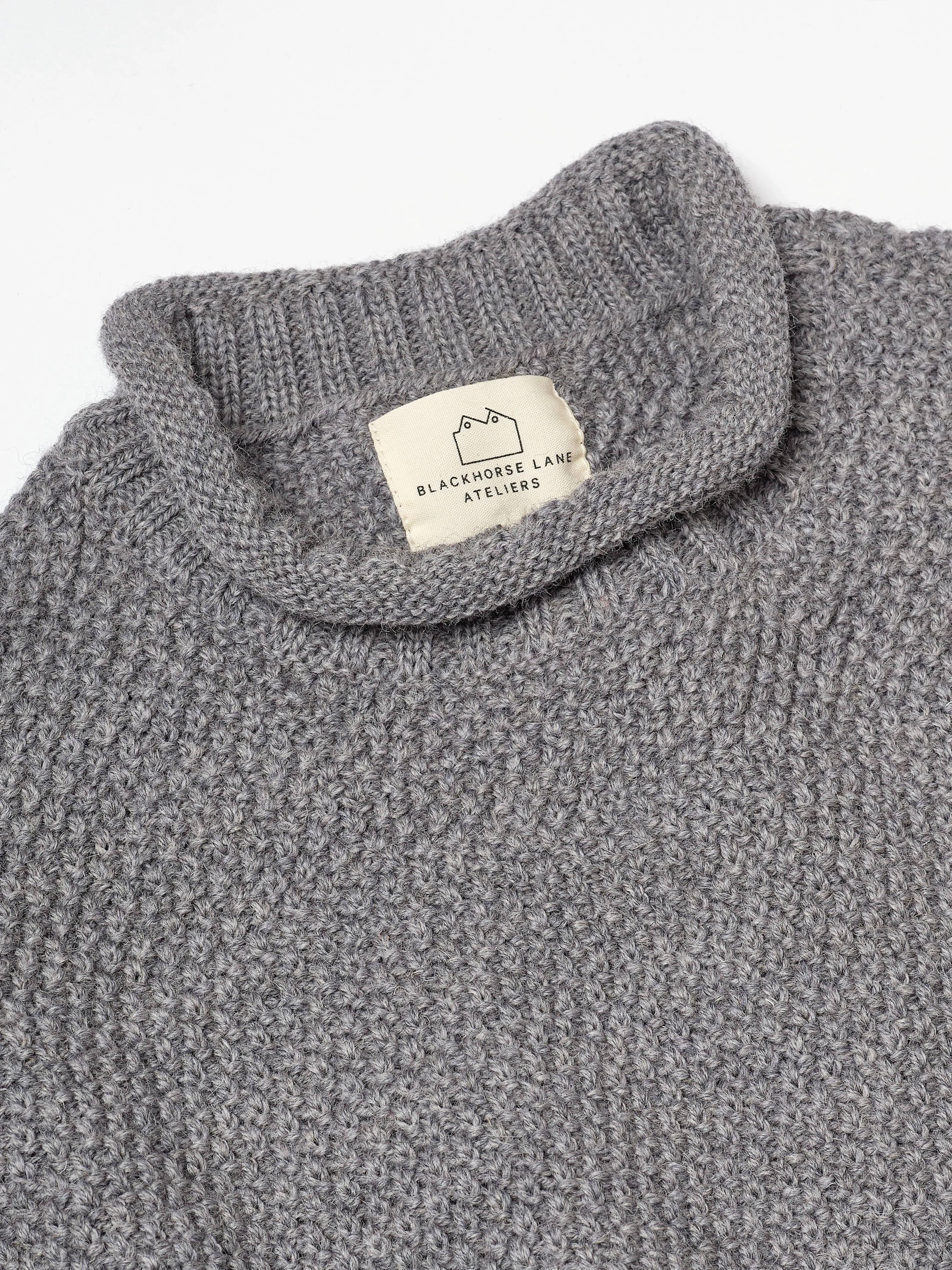 SE28 GREY BRITISH WOOL GUERNSEY UNISEX SWEATER