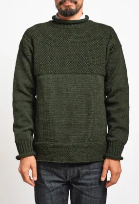 SE28 LODEN GREEN BRITISH WOOL GUERNSEY UNISEX SWEATER