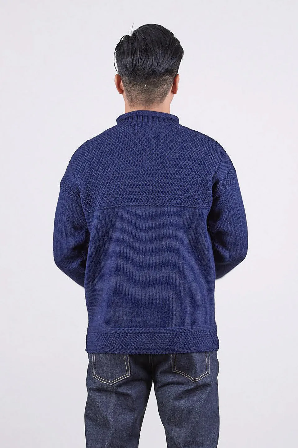 SE28 NAVY BRITISH WOOL GUERNSEY UNISEX SWEATER