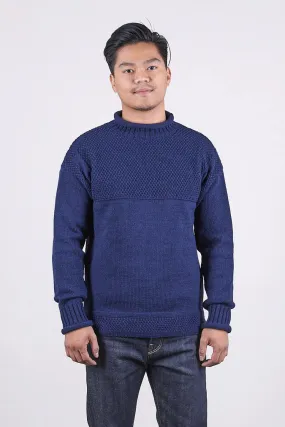 SE28 NAVY BRITISH WOOL GUERNSEY UNISEX SWEATER