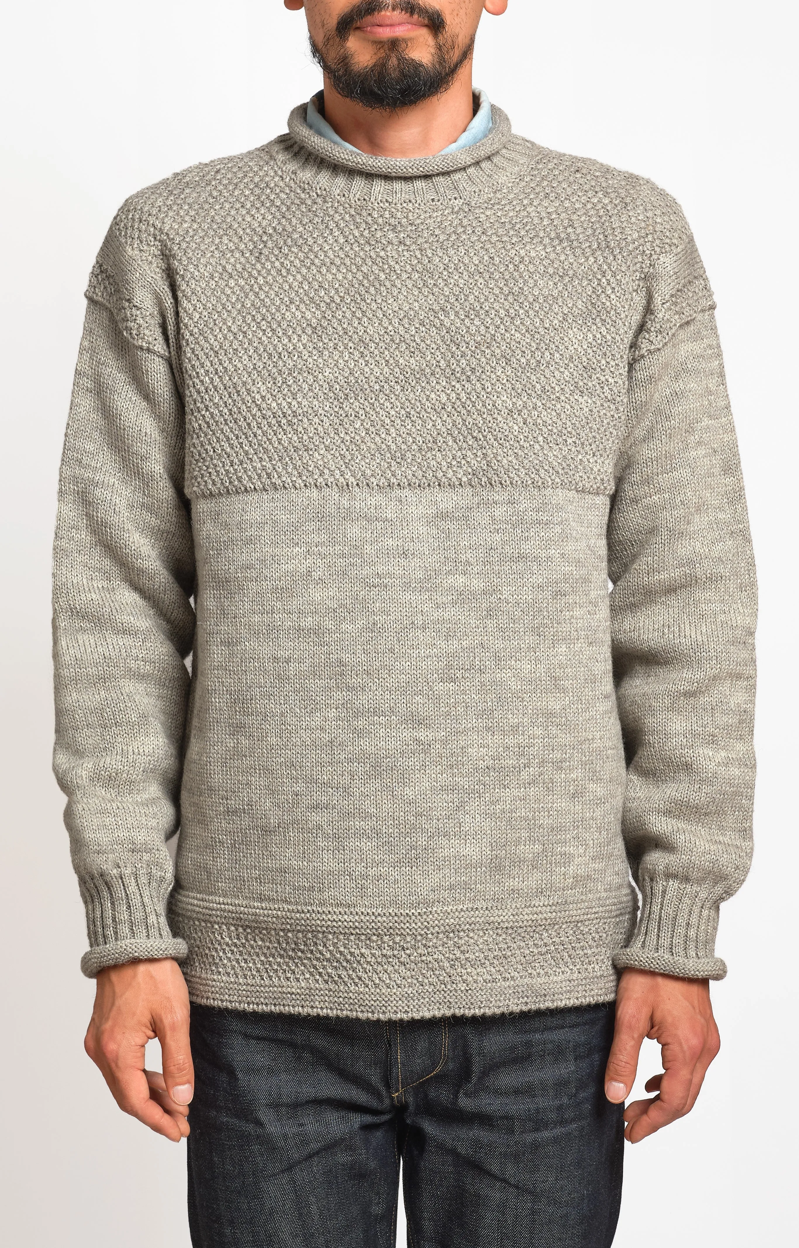 SE28 OATMEAL BRITISH WOOL GUERNSEY UNISEX SWEATER