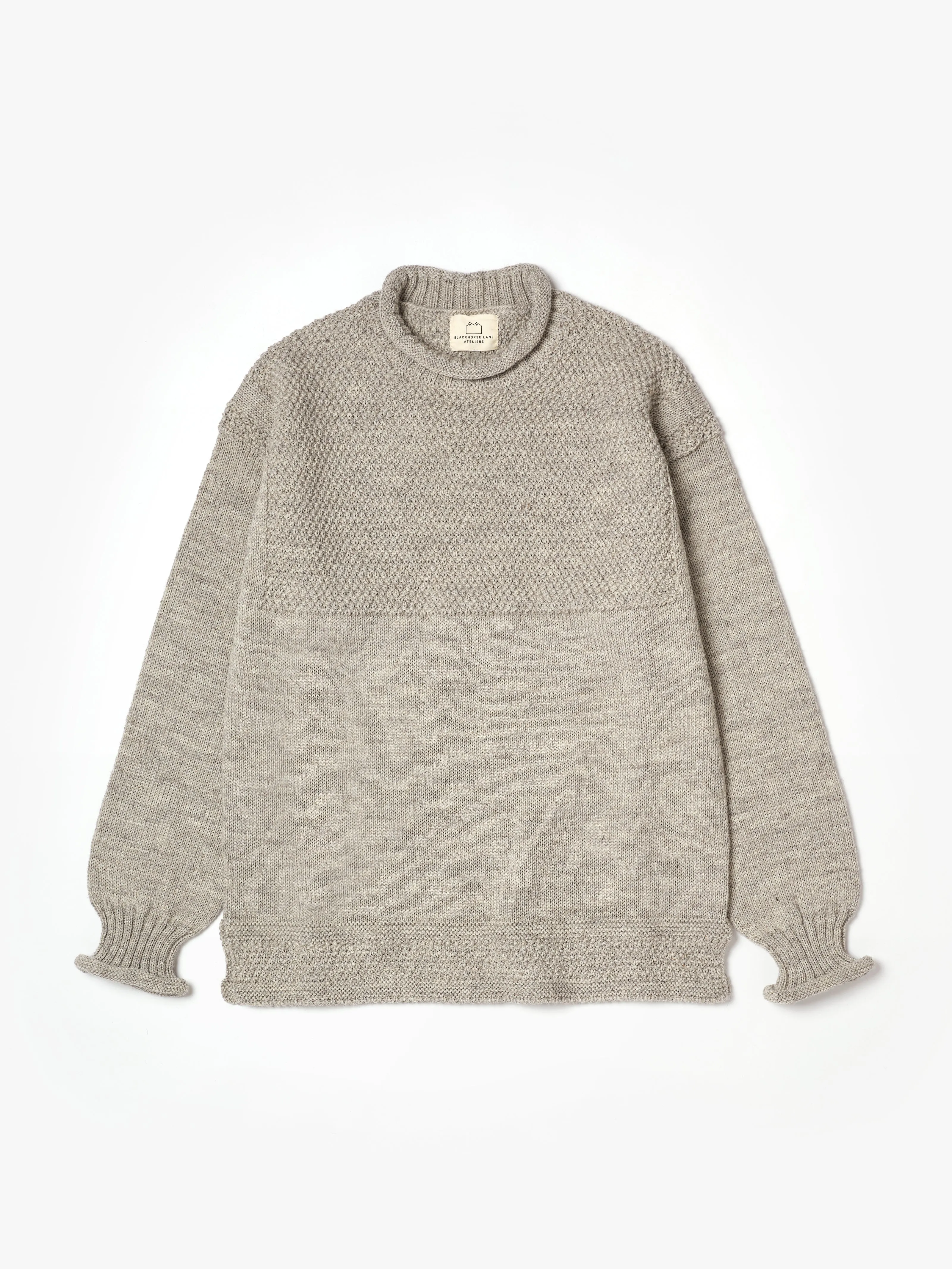 SE28 OATMEAL BRITISH WOOL GUERNSEY UNISEX SWEATER