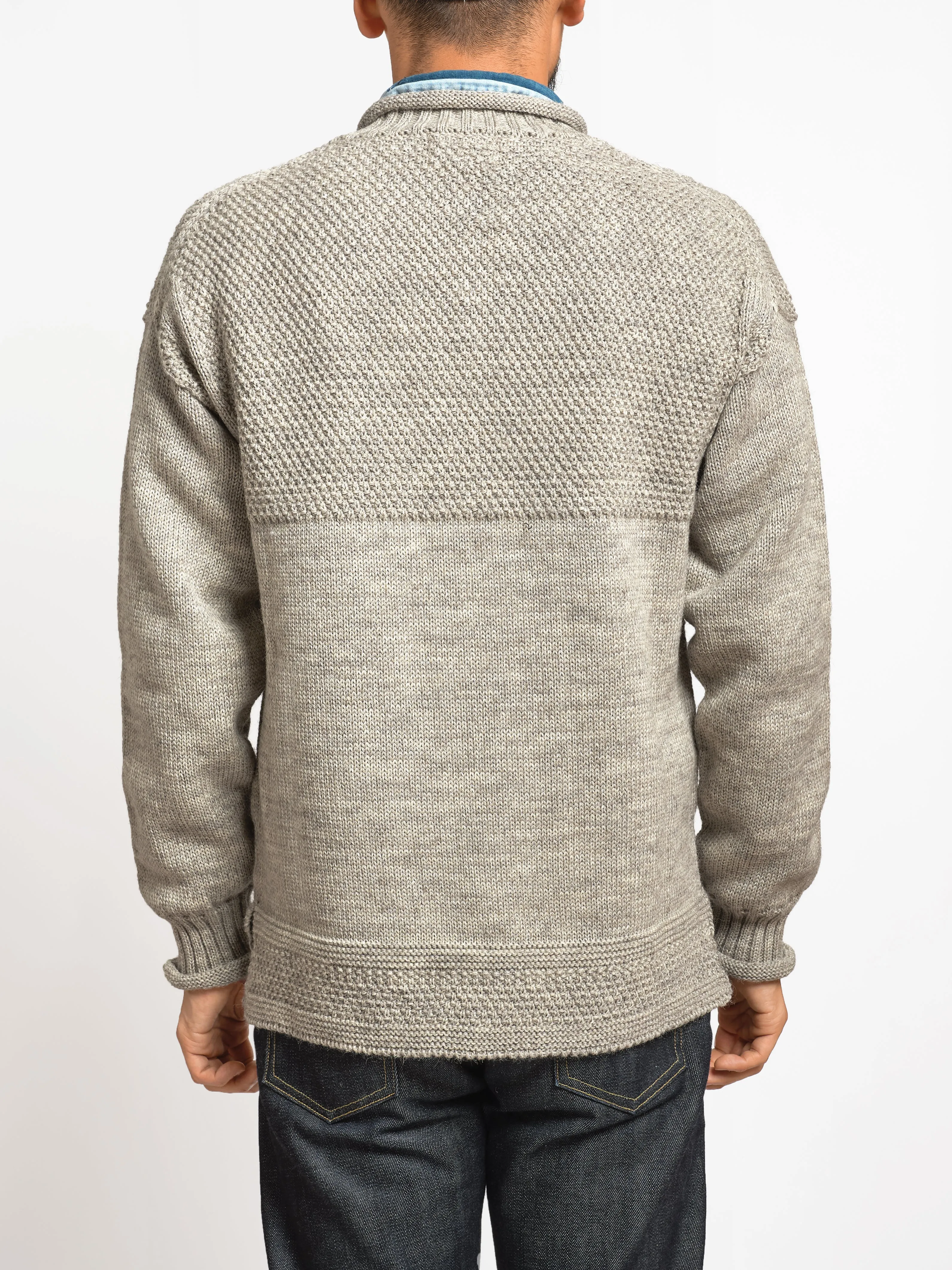 SE28 OATMEAL BRITISH WOOL GUERNSEY UNISEX SWEATER