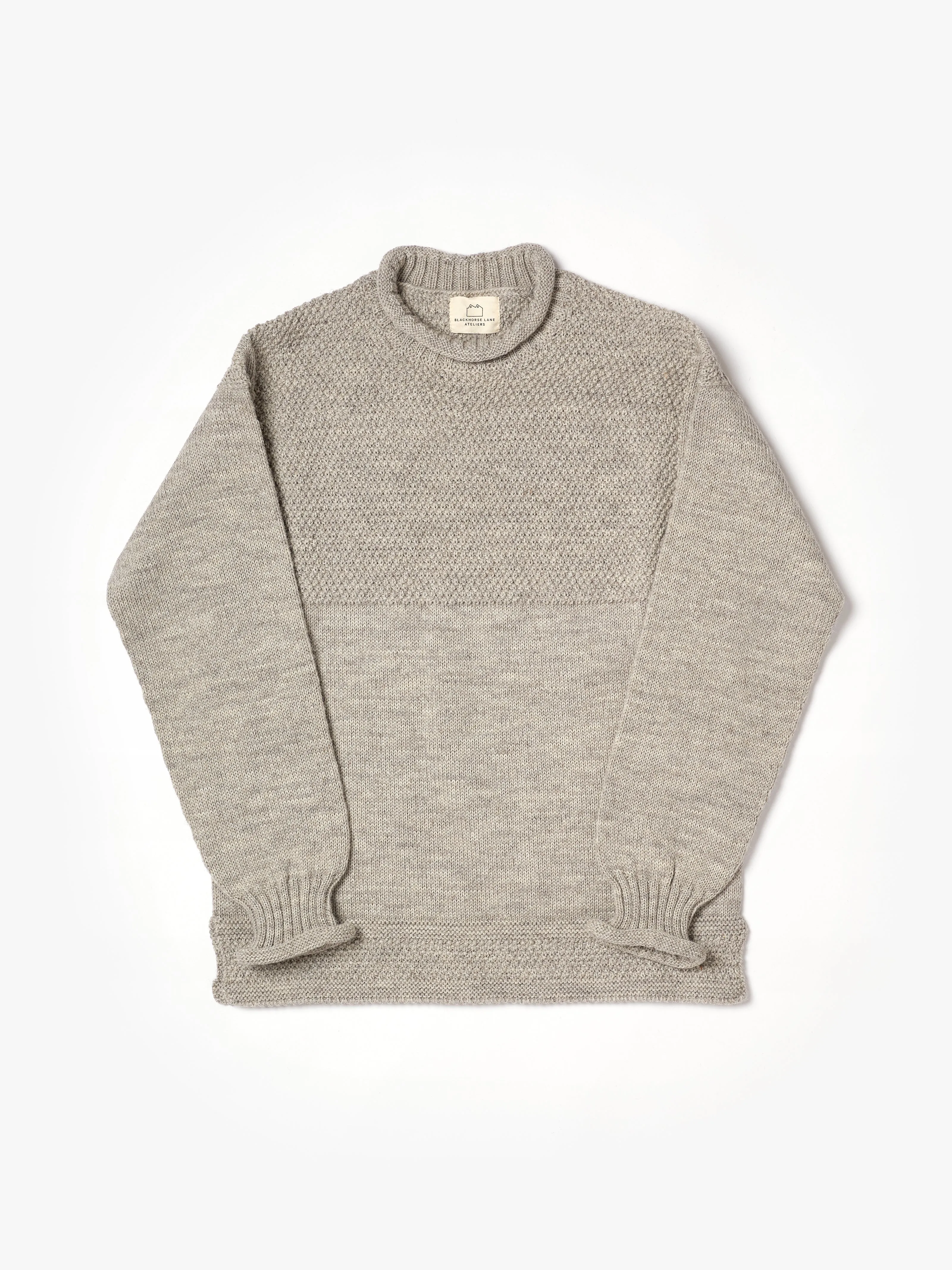 SE28 OATMEAL BRITISH WOOL GUERNSEY UNISEX SWEATER