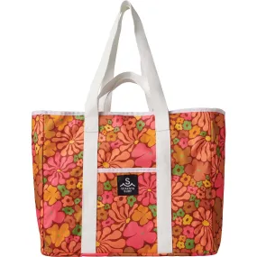 Seaesta Surf Fleurs Print Recycled Tote Bag, Peach & Orange