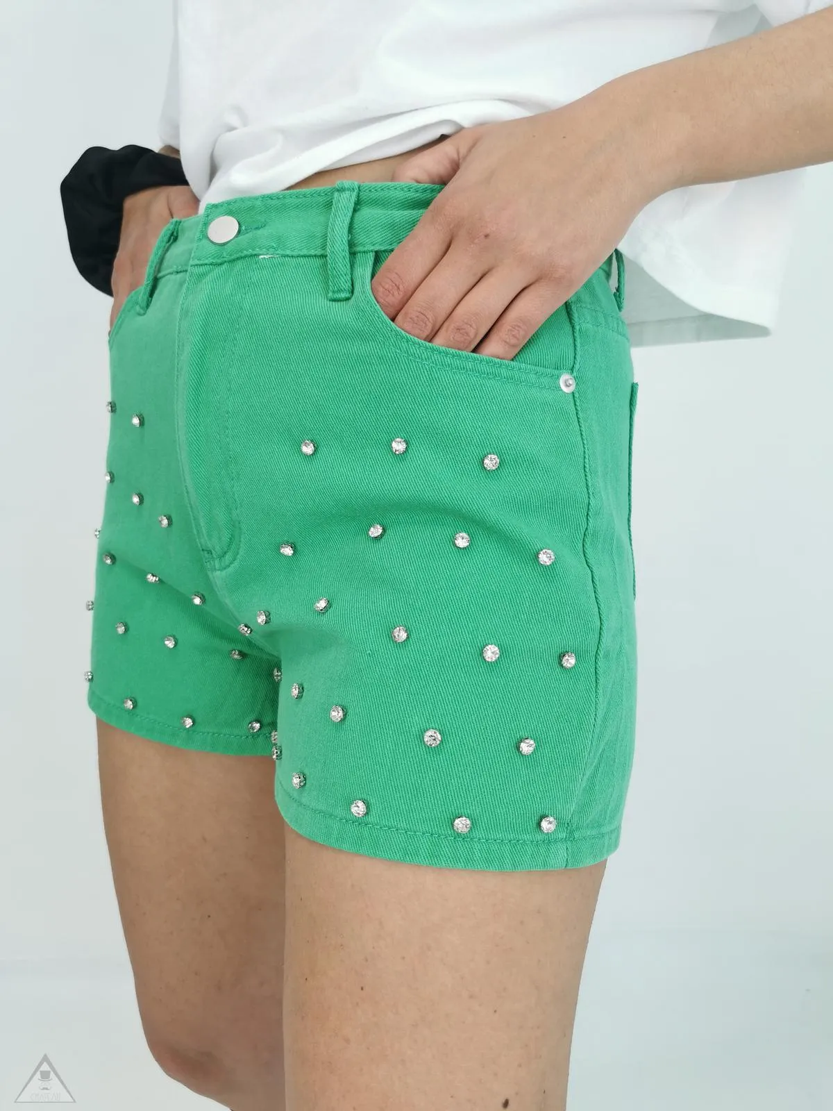 Short Strass Green