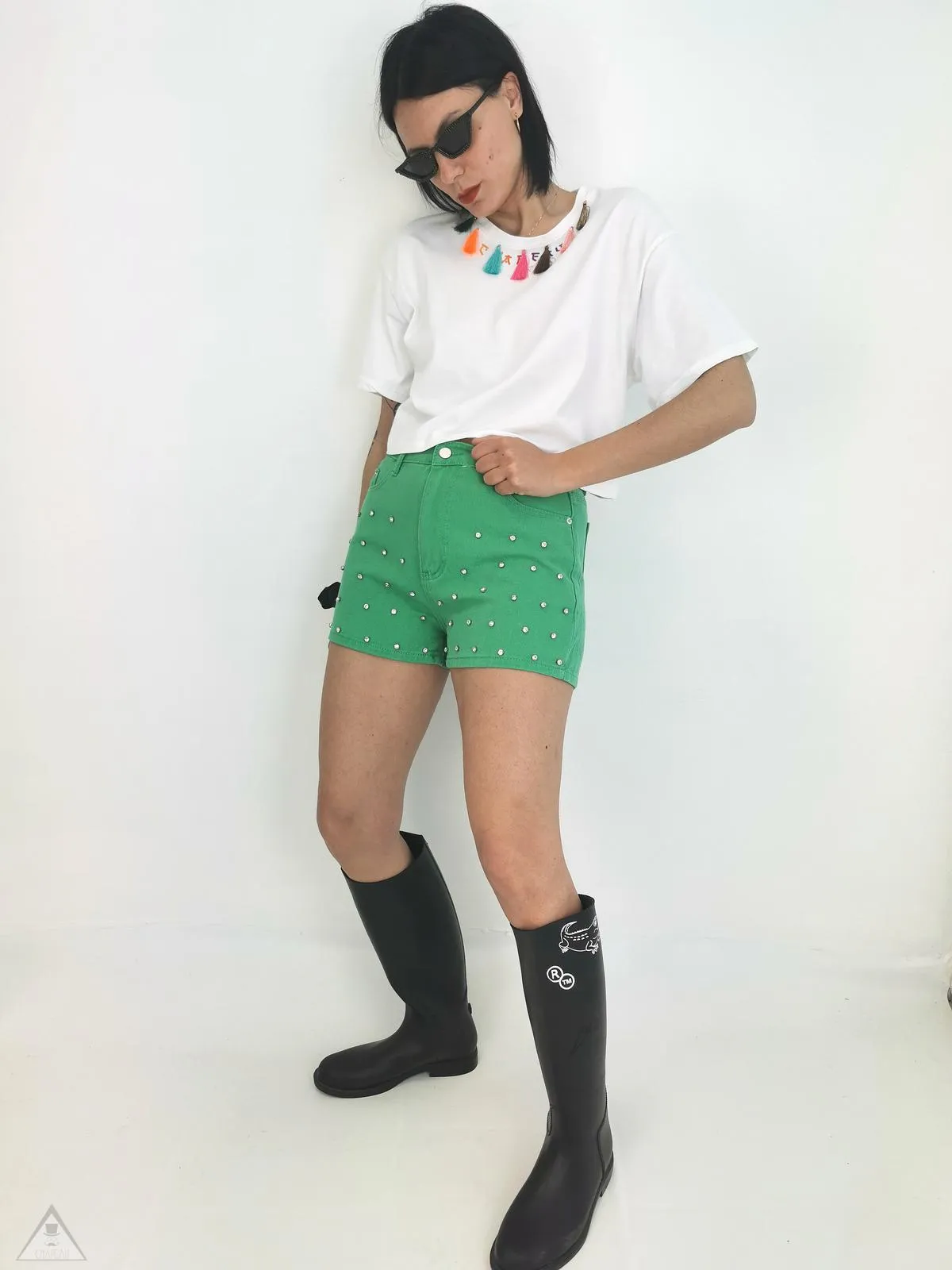 Short Strass Green